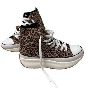 RUN STAR HIKE STYLE CHEETAH PRINT PLATFORM HIGH TOP SNEAKERS SIZE 8